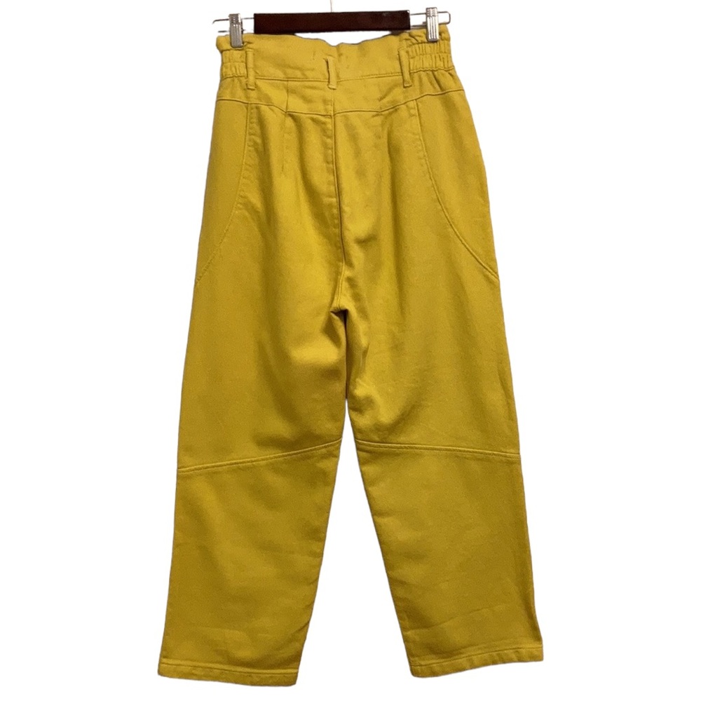 Bright Yellow High-Rise Pleated Women's Pants - Picture 2 of 11